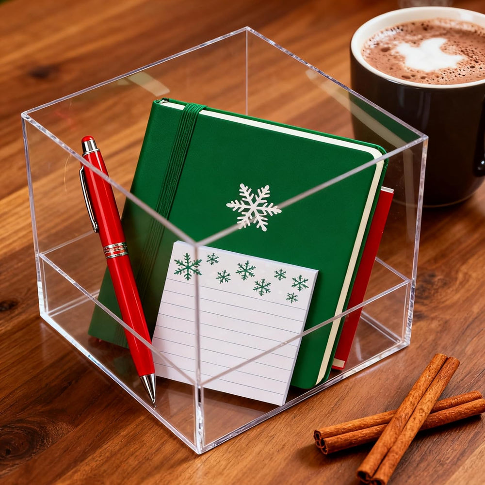 Acrylic Square Cube Jewelry Storage Box, 4-Pack 5.9x5.9x5.9 Inch