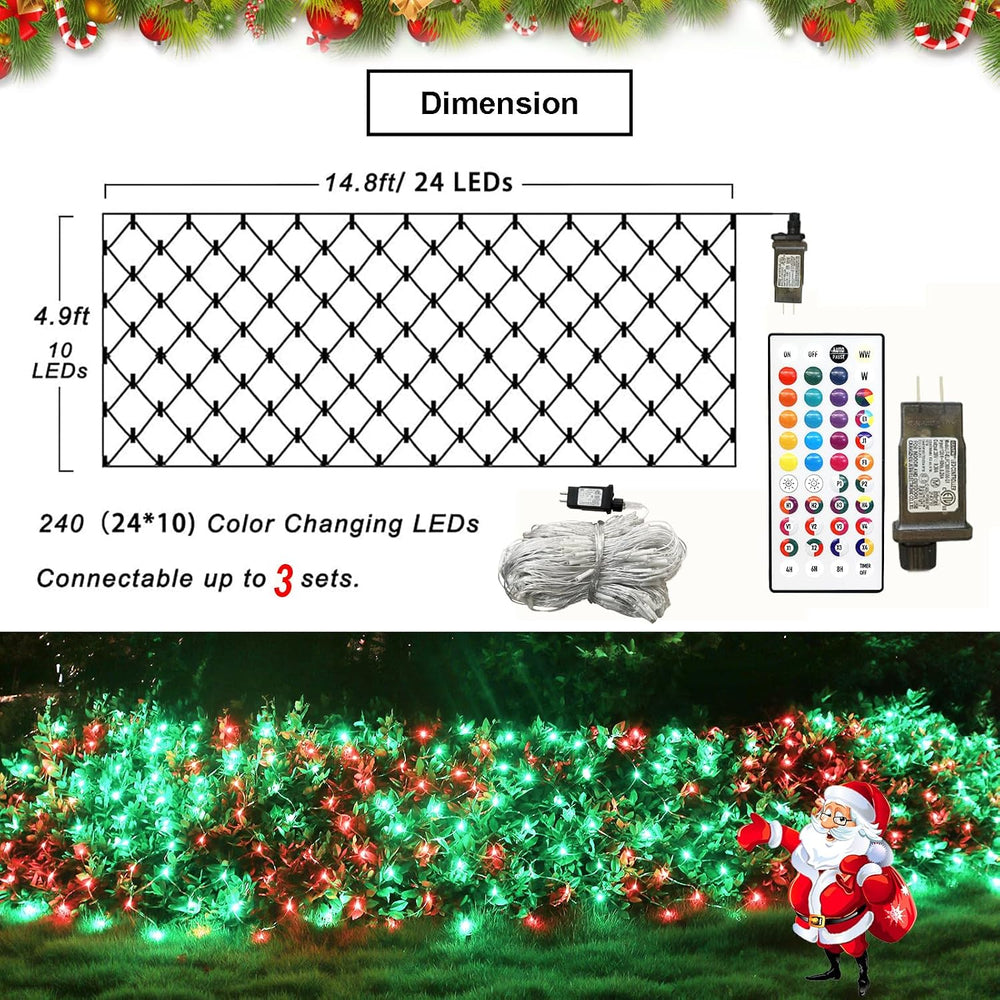 240 LED Net Lights, Color Changing Christmas Net Lights Outdoor Waterproof