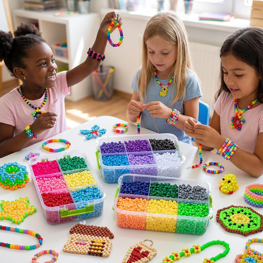 10000Pcs Pony Beads Bulk, 18 Colors Plastic Kandi Beads for Bracelet