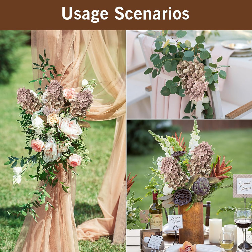 Fake Flowers Hydrangea Silk Flowers with Stems,Brown Flowers Fall Hydrangea A...
