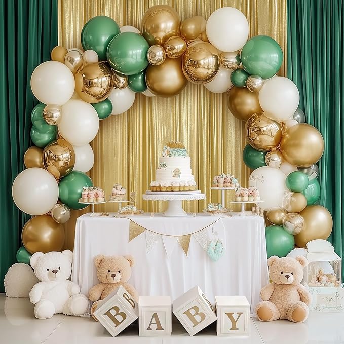 Outpain Thick 40 ft x 10 ft Gold Sequin Backdrop Curtain for Parties, Wrinkle Free Glitter Photo Backdrop Drapes 8 Panels 5x10ft Gold Back Drop Cloth for Wedding Christmas Photography Background