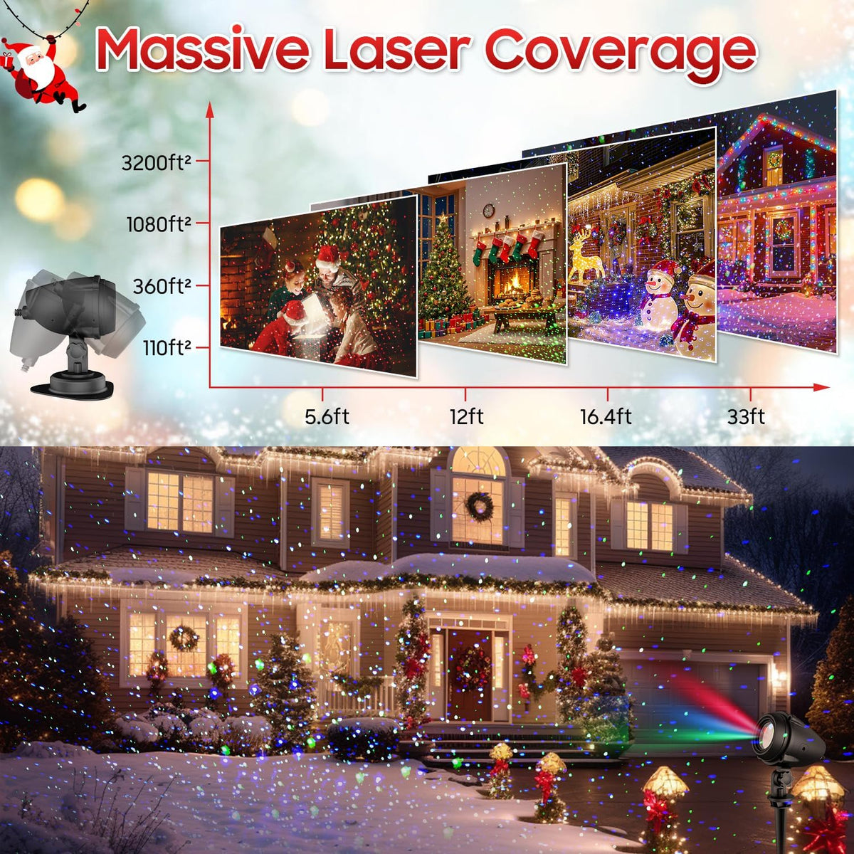 rgb laser projector light outdoor, all-metal casing on a desk or shelf