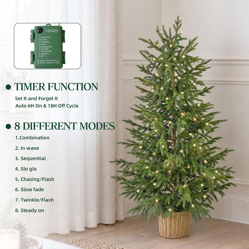 Christmas Decorations - 1pack 4FT Pre-Lit Artificial Norfolk Pine Tree