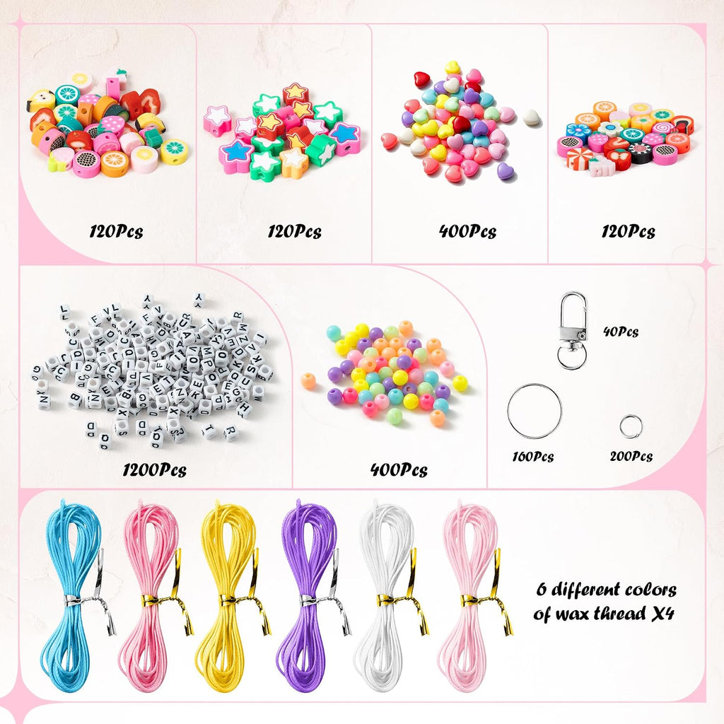 watinc diy bead keychain kit, macaron letter beads shown in use