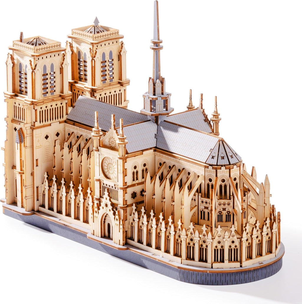 3D Wooden Puzzle for Adults — Notre Dame de Paris Cathedral Model Building Sets, DIY Craft Kits, Unique Gift and Home Decor for Architecture Enthusiast (330PCS)