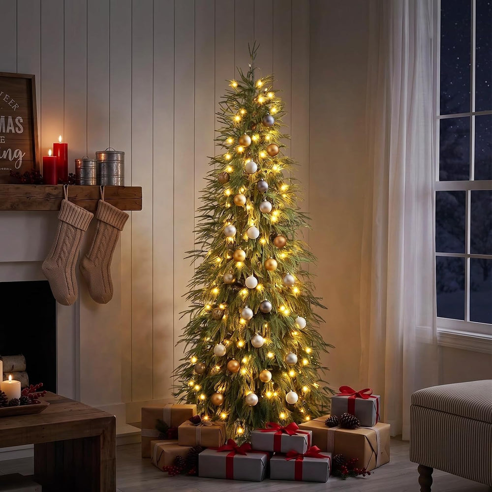 7ft Prelit Christmas Tree,Tall Xmas Tree with Lights