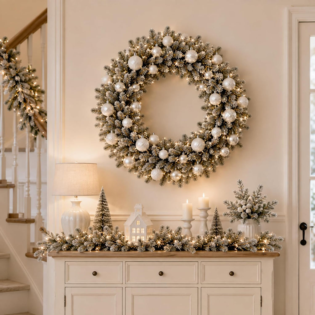 lunmon 64 pcs white christmas ball ornaments modern showing dimensions