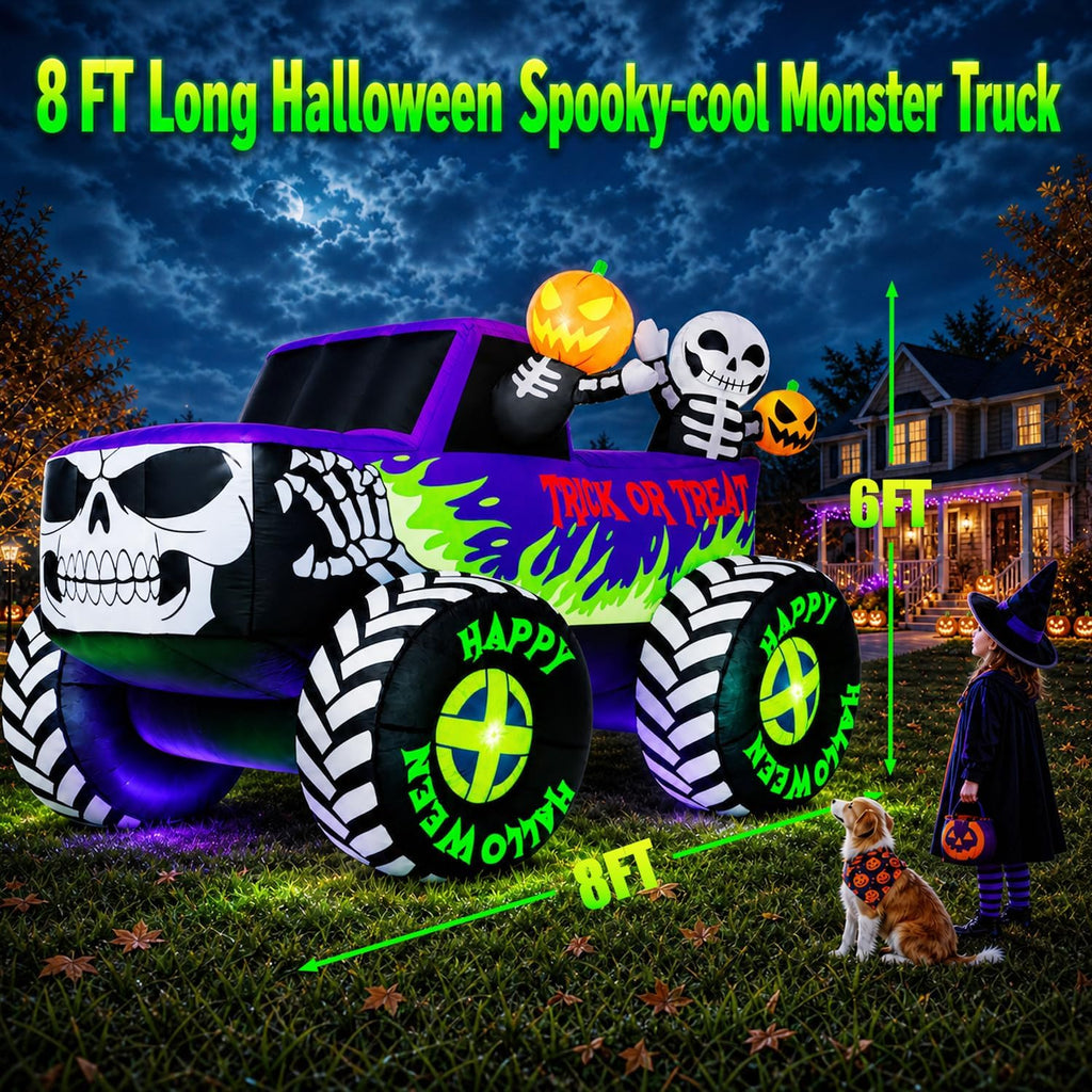 8ft long giant halloween inflatables decoration outdoor skeleton shown in use