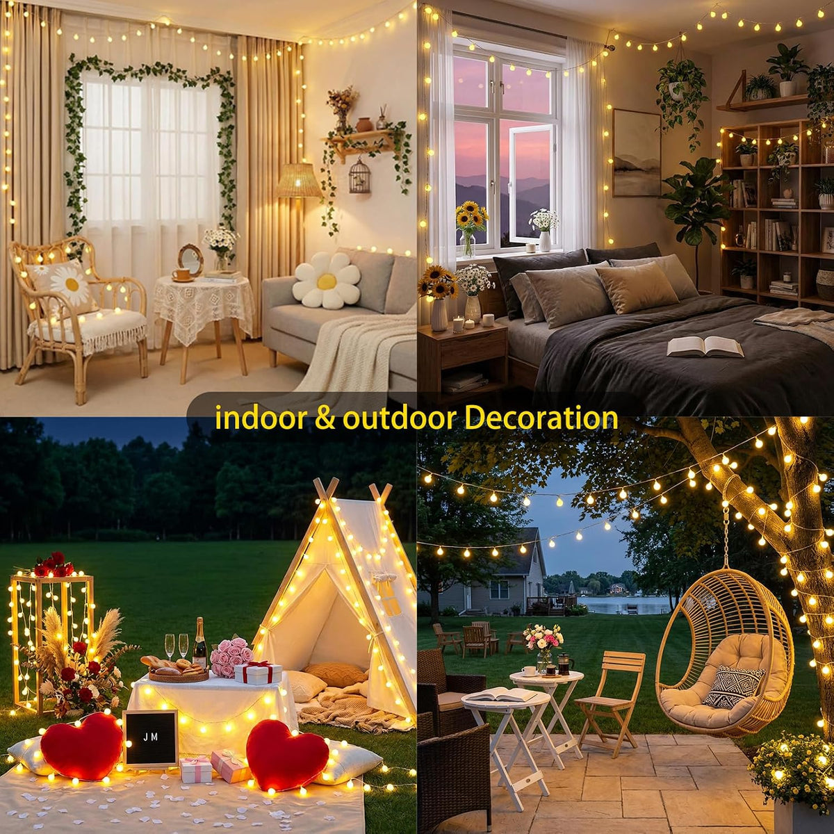 100 led shatterproof globe string lights, 33ft warm, close-up detail