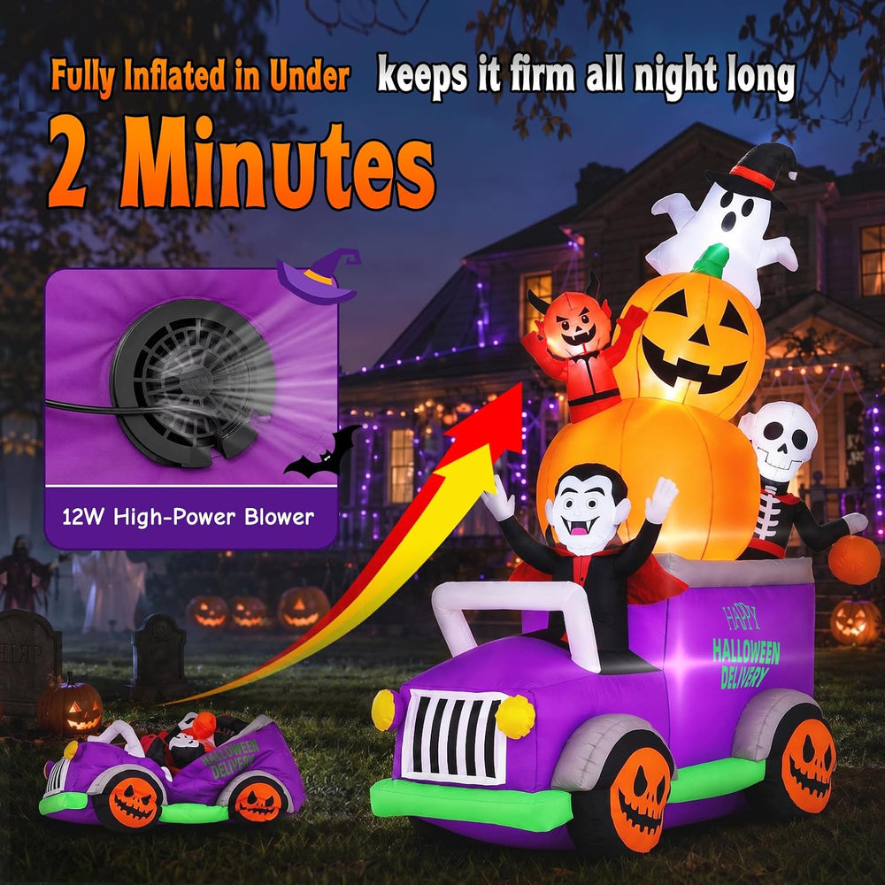 Elegear 8FT Parade Truck Halloween Inflatable, Outdoor Yard Lawn Decor