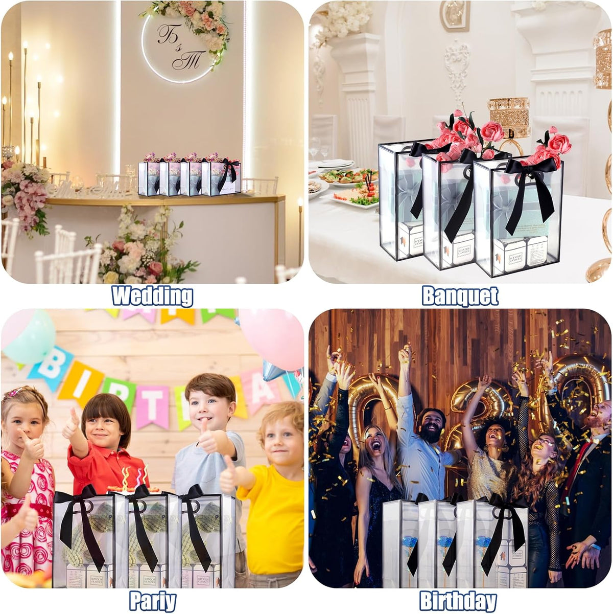gawbyet 24 pcs clear plastic gift bags with on a desk or shelf