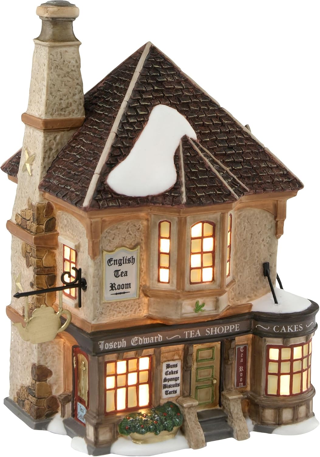 Department 56 Dickens' Village Joseph Edward Tea Shoppe Lit Building, 7.36 Inch, Multicolor