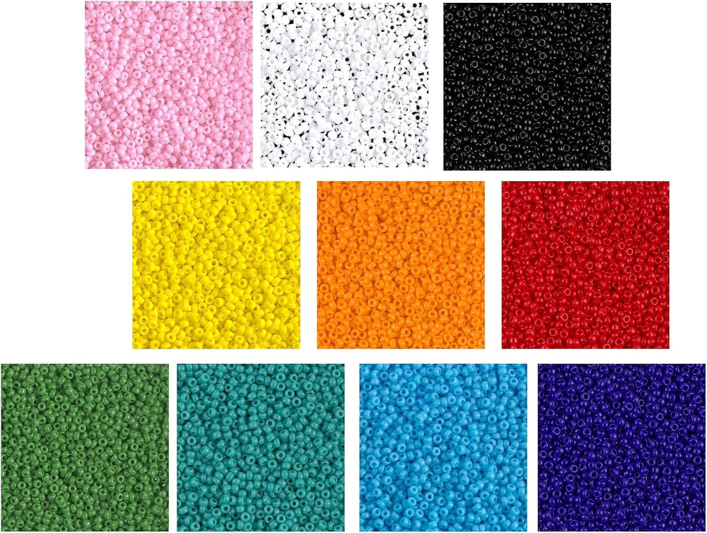Set of 10 Colors - Miyuki Size 11/0 Round Seed Beads, 100 Grams - Basic Opaqu...