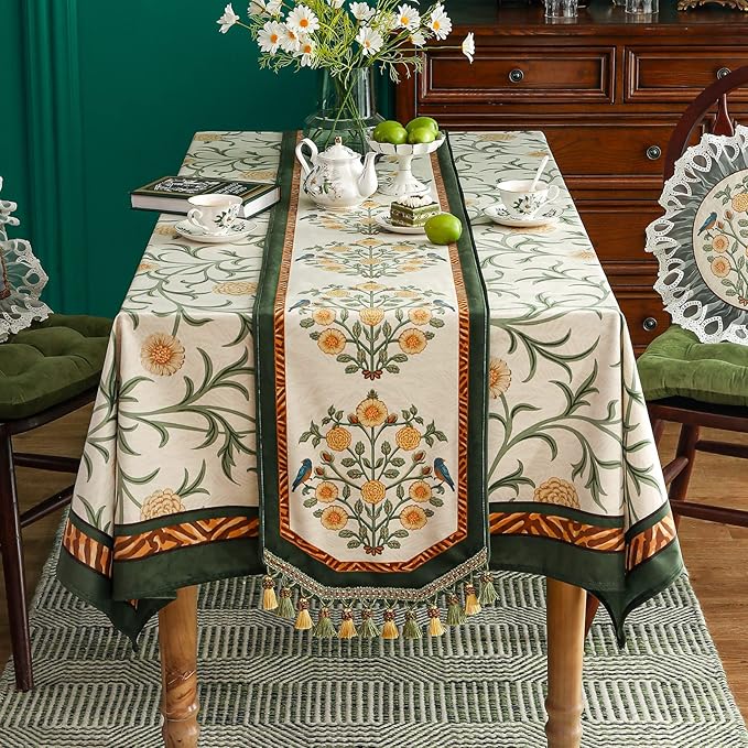 patdrea Velvet French Table Runner Farmhouse for Home Kitchen Dining Decor Parties Family Dinners Wedding 12"*71"