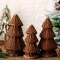 MiniInflat 3 Pcs Woven Rattan Christmas Tree Decor, Classic Weave, Brown