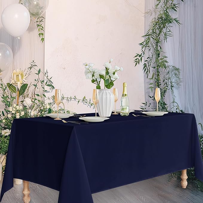 Fitable Navy Rectangle Tablecloths for 6 Foot Tables, 6 Pack - 70 x 108 Inches - Stain Resistant and Washable Table Clothes, Polyester Fabric Table Covers for Wedding, Party, Banquet, Buffect
