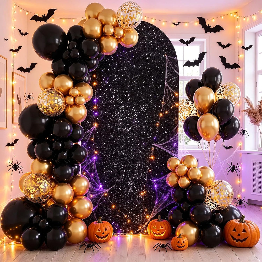 Black Arch Backdrop Covers Set of 3 Sequin Backdrop Arch Cloth for Wedding