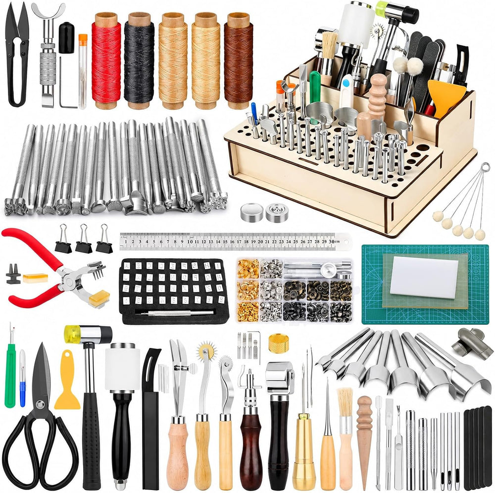 447 Pcs Leather Tooling Kit, Leather Working Kit, Leatherworking Tool