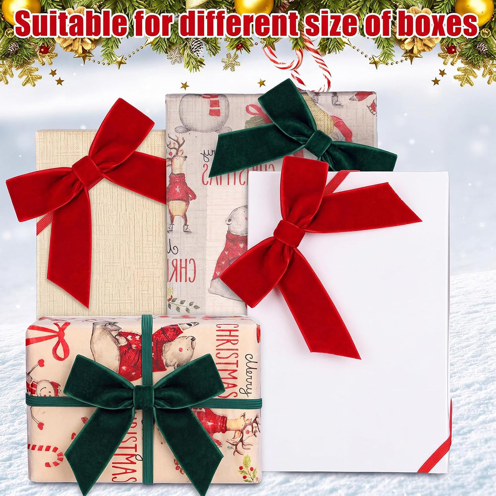 60 Pcs Christmas Assorted Elastic Bow, Elegant Style, Velvet