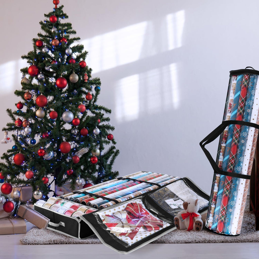 hearth & harbor wrapping paper storage container and, close-up detail