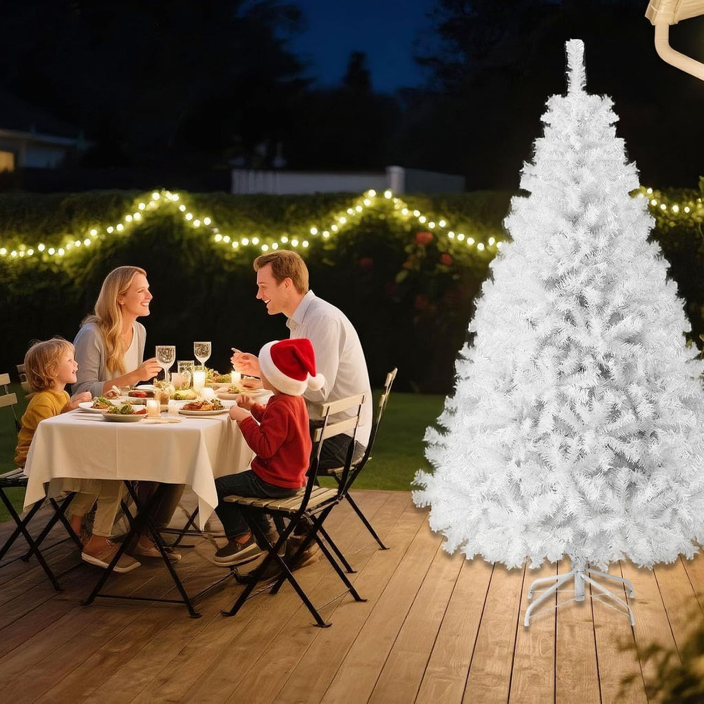 christmas tree 7ft/8ft artificial tree, foldable metal stand on a desk or shelf