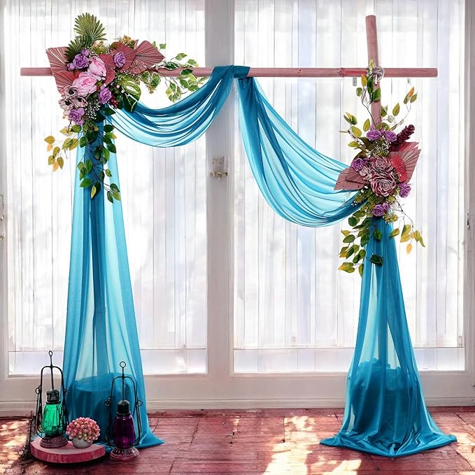 MDS Halloween Chiffon Draping Fabric - 2 Panel, 30" Wide x 40ft Long - Sheer Spooky Arbor & Canopy Drapery for Haunted House Backdrops, Party Ceilings, DIY Costumes & Themed Events - Dark Teal (Pack of 2)