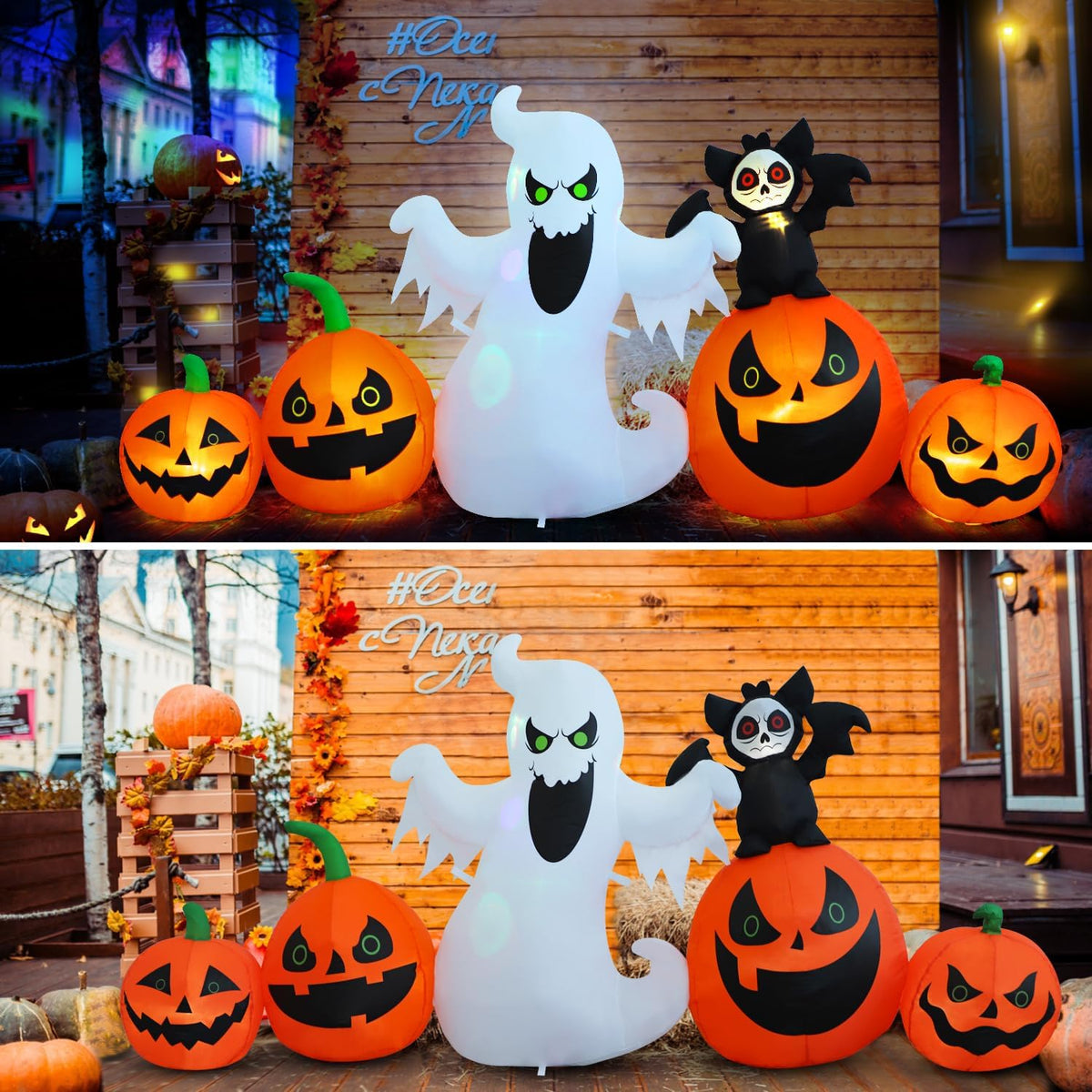 hzgdejtg 8ft bat pumpkin row stand halloween inflatable showing dimensions