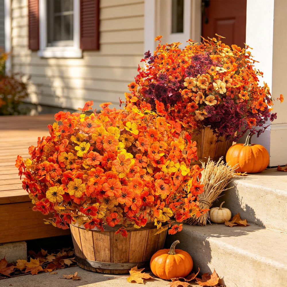 Grunyia 20 Bundles Artificial Outdoors Flowers (Yellow Orange)