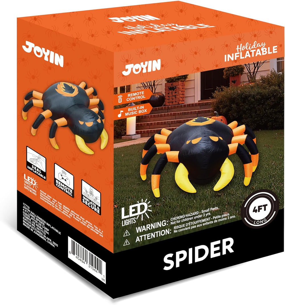 JOYIN 4 FT Halloween Inflatable Spider, Remote Control Blow Up Spider with 36...