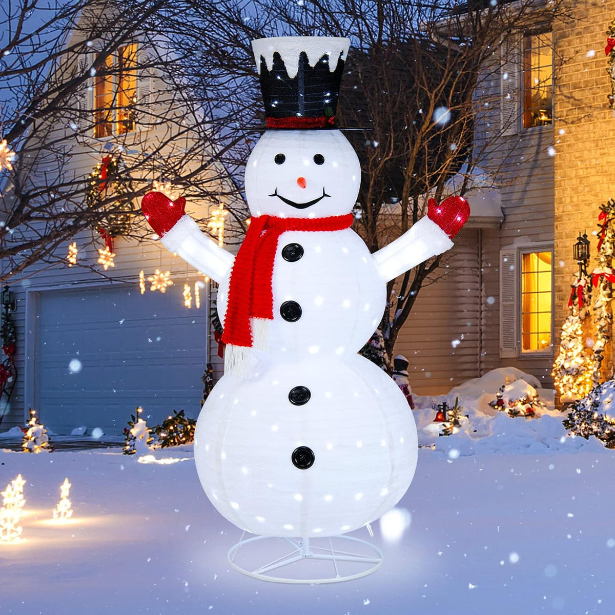 Tangkula 6 FT Lighted Christmas Snowman, Pop-Up 3D Xmas Pre-lit Snowman