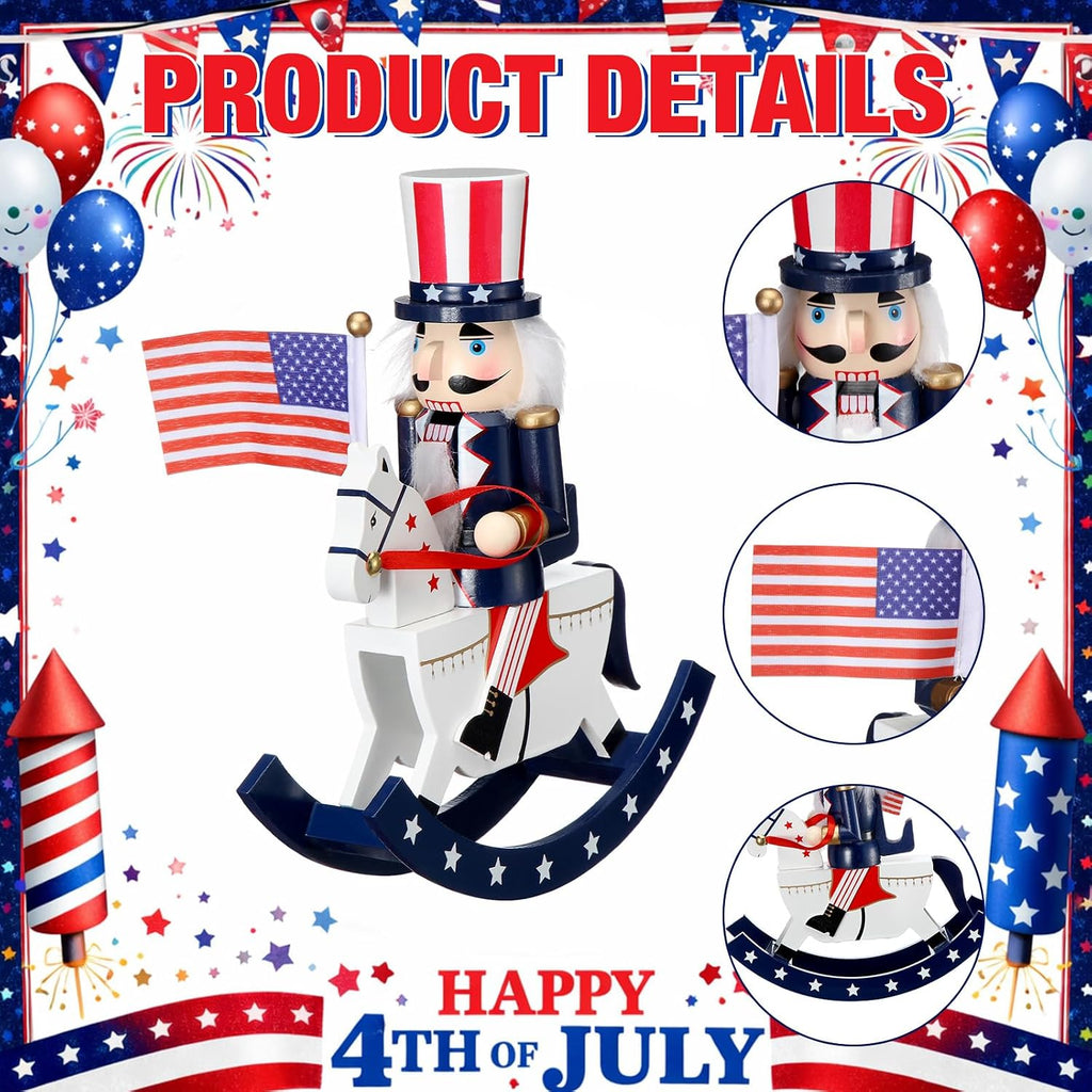 10in Christmas Nutcracker Wooden Nutcracker Figures, Patriotic Style