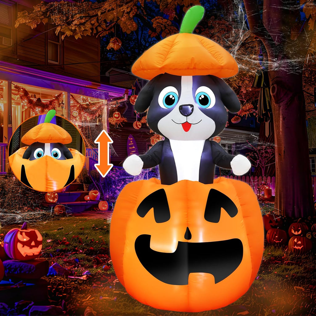 animated 5 ft halloween inflatables dog broke out shown in use