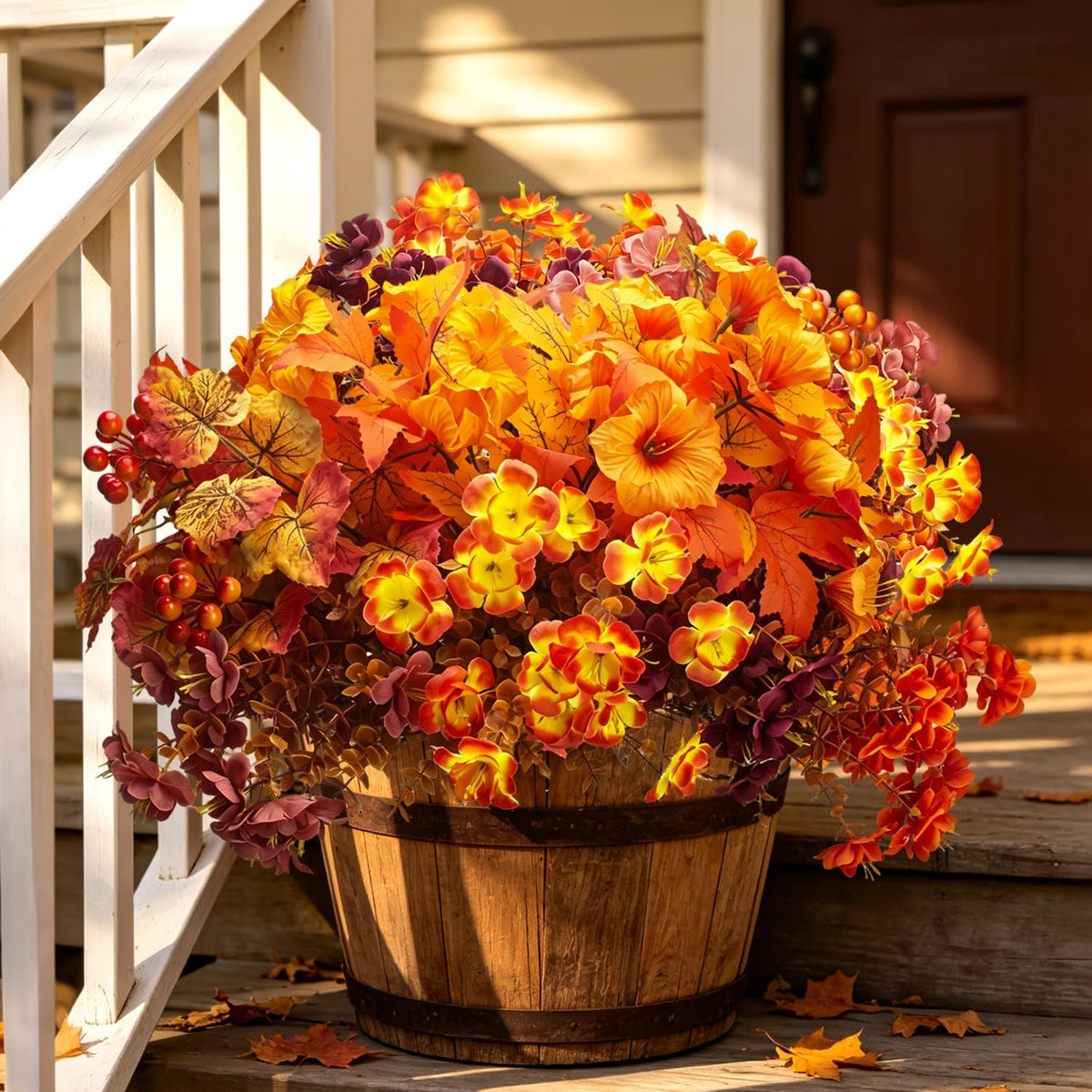 Grunyia 12 Bundle Fall Artificial Flowers for Outdoor Planters Decor