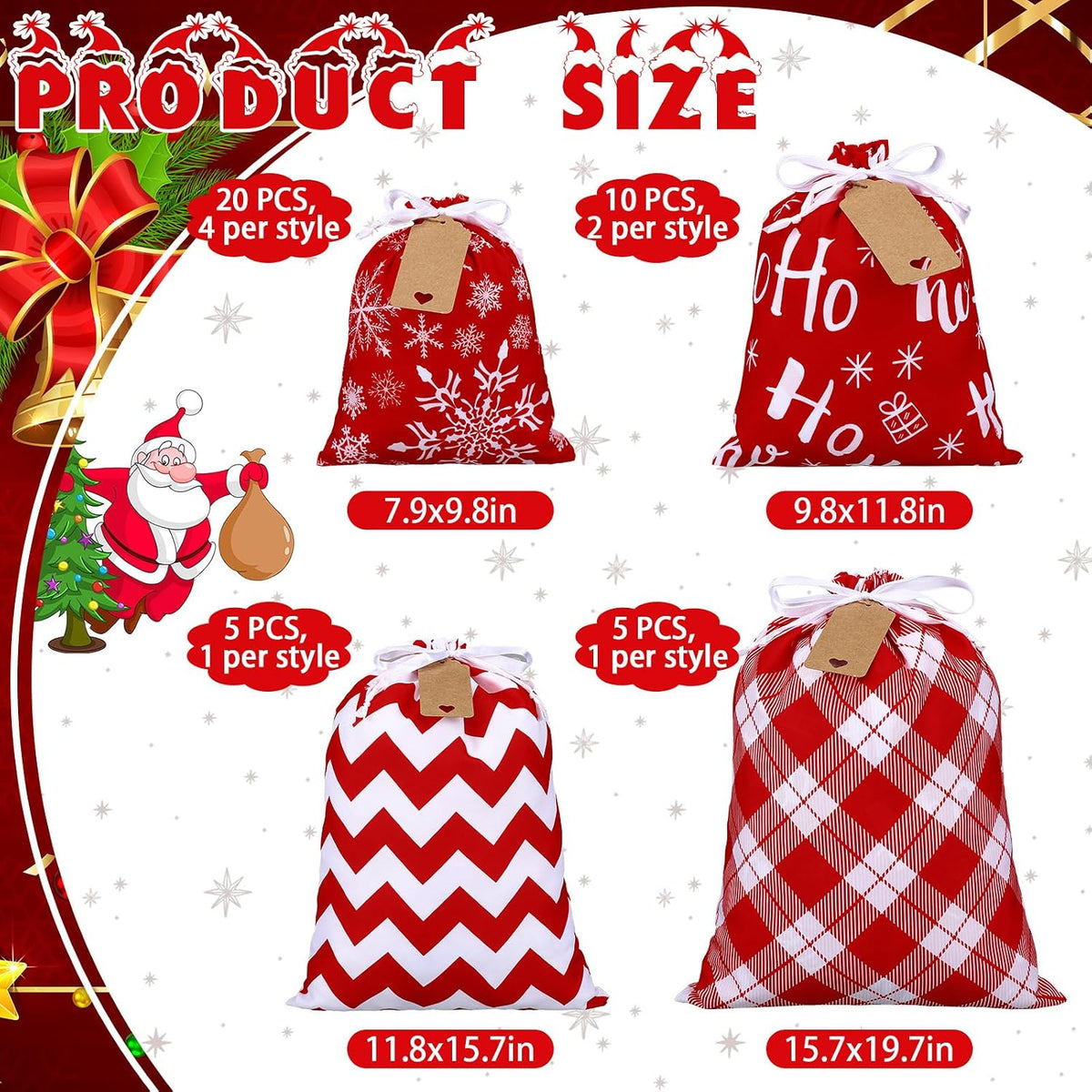 abbylike 40 pcs reusable christmas gift bags with shown in use