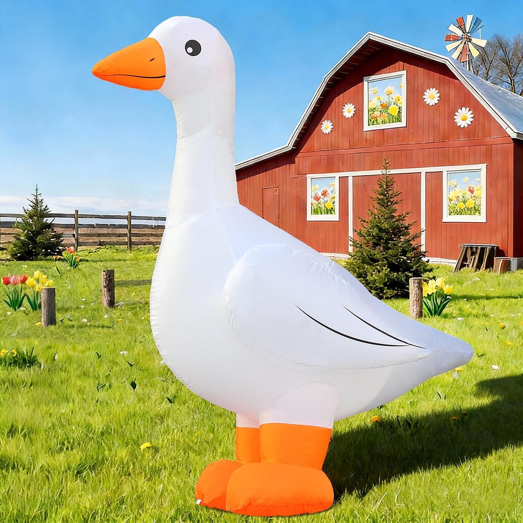domkom 6ft goose inflatables christmas spring, farm ranch shown in use