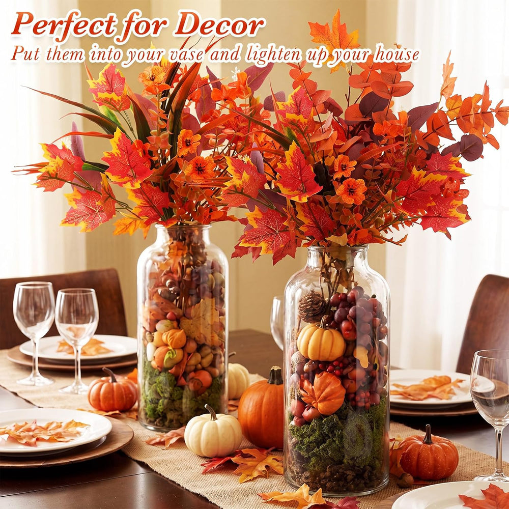 60 Bundles Outdoor Artificial Fall Flowers Bulk,Autumn,Colorful