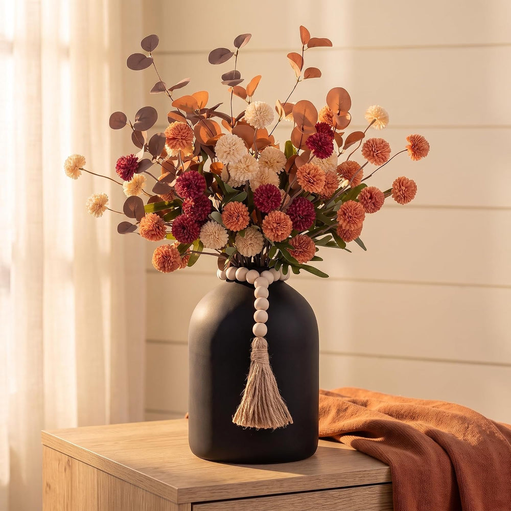 20''H Fake Fall Flowers in Large Black Vase for Centerpiece Table Dec...