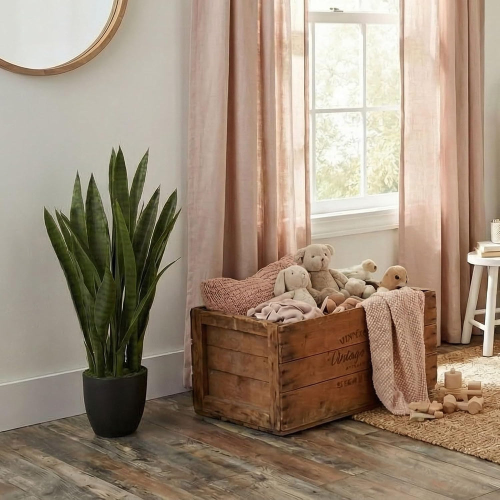 Nearly Natural 35in Artificial Snake Plant with Black Planter