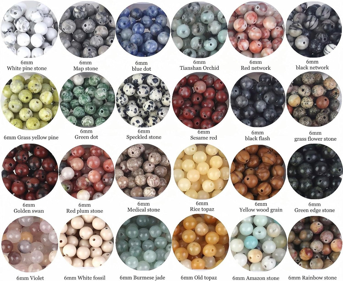 6mm natural stone beads,1mm hole adult for jewelry shown in use