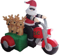 6 Foot Long Inflatable Santa Claus and 3 Reindeers in a Motorcycle