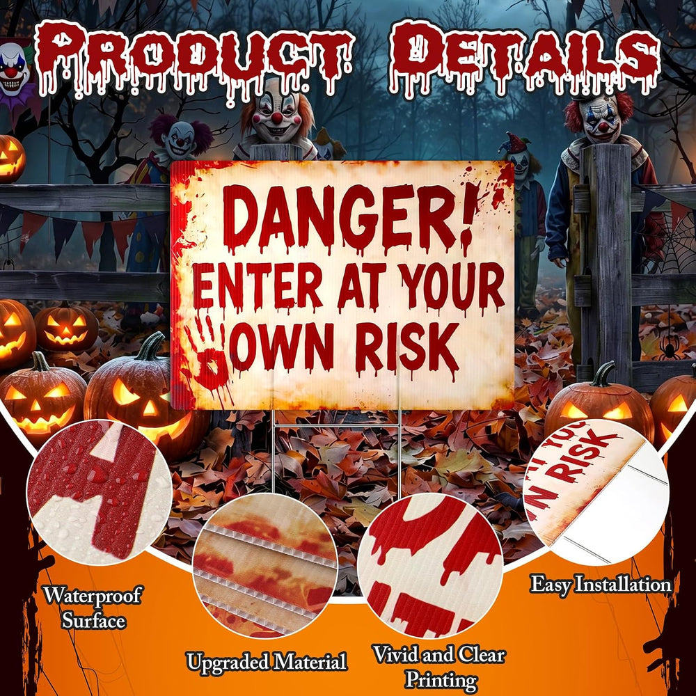 4 Pcs Halloween Clown Plastic Yard Sign, 12 x 16‘’ Garden Stakes
