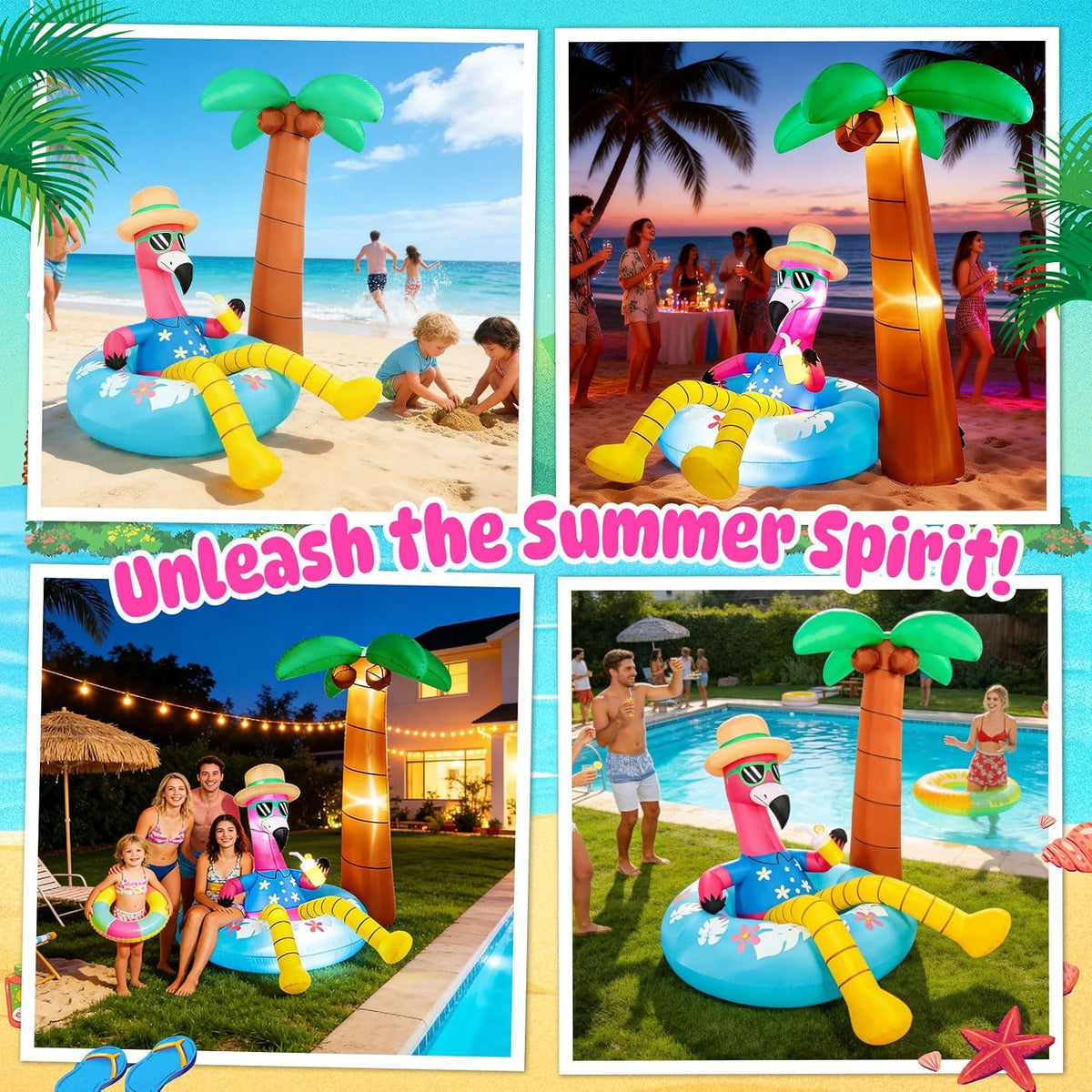 inflatable flamingo outdoor decorations 6ft summer inflatables decor, close-up detail