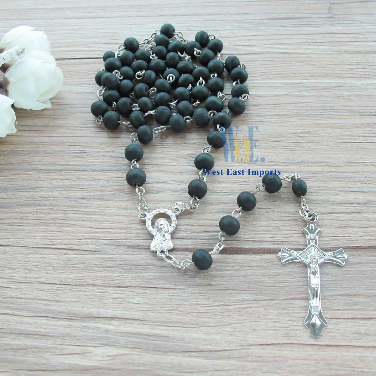 memorial rosary gift bulk (12 pcs) black scented shown in use