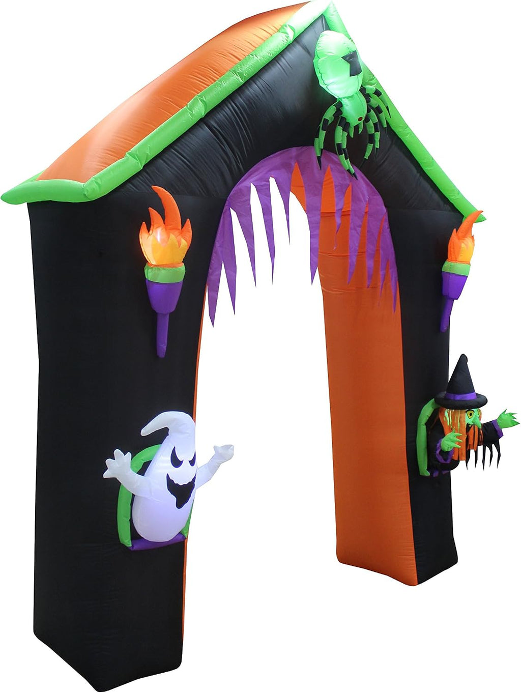 9 ft tall led lighted halloween inflatable castle, close-up detail