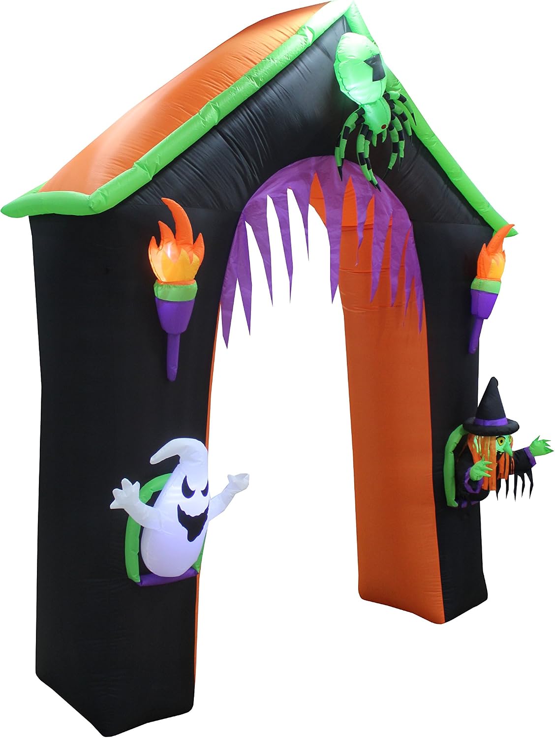9 ft tall led lighted halloween inflatable castle, close-up detail