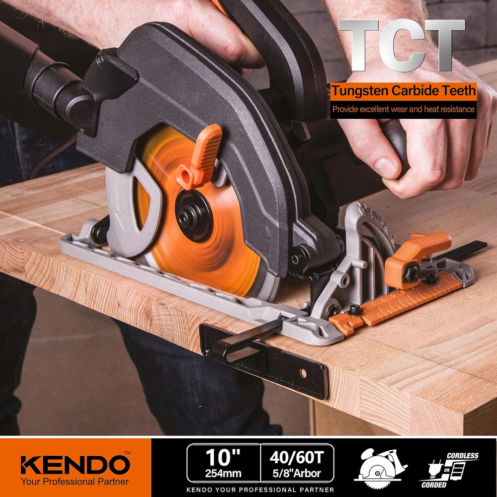 KENDO 10 Inch Circular Saw Blade Set, 2-Pack 40T 60T, 5/8 Arbor