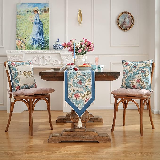 patdrea Linen Leopard Animal Table Runner Farmhouse for Home Kitchen Dining Decor Parties Family Dinners Christmas 12"x 71"