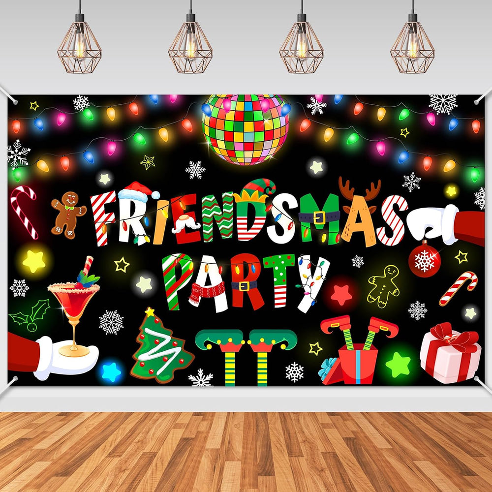Friendsmas Banner Christmas Backdrop Friendsmas Party Decorations