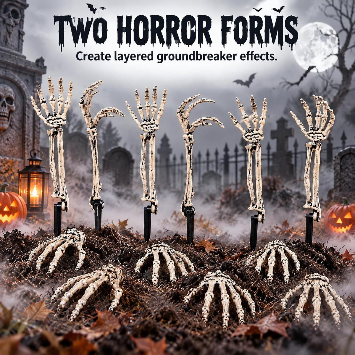 Halloween Decorations Outdoor, 12Pcs Skeleton Hands & Arm Yard Stake Set