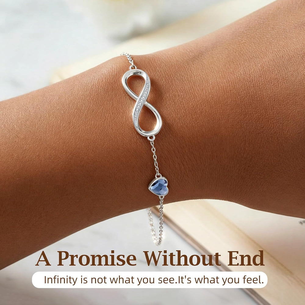 CDE 925 Sterling Silver Infinity Birthstone Bracelet Jewelry Gift for Women